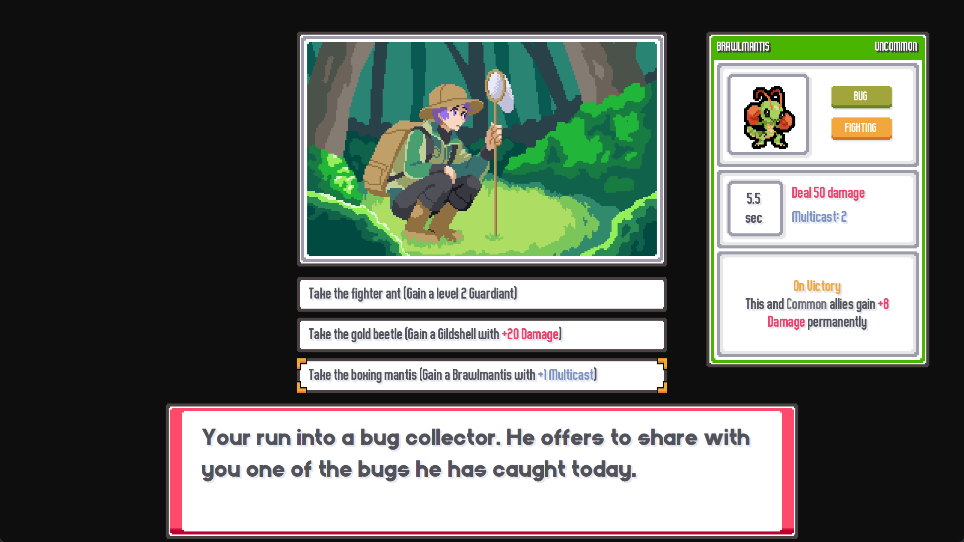 An event screen offering a branching choice mid-run